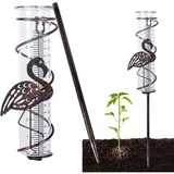 Regenmesser, Glas-regenmesser Mit Metallstift, Schmiedeeiserner Dekorations-regenmesser, Niederschlagsmessgerät, Dekorativer Regenmesser Für Garten, Hof, Außenbereich (flamingo)