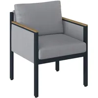 DIETER KNOLL Loungesessel, Anthrazit, Grau, Teak, Holz, Metall, Textil, Teakholz, massiv, Füllung: Schaumstoff, Flachrohr, 61.5x73x65 cm, Loungemöbel, Lounge-Sessel