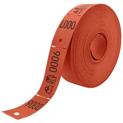 CombiCraft Garderobenummern auf Rolle Rot mit Tasche-/Jacke Symbol - 500 Abrisse pro Rolle