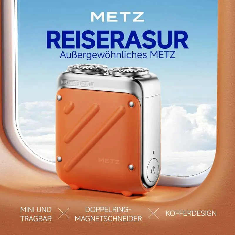 Metz Traveler Rasierapparat für Männer, mini & tragbar, vollständig wasserdicht, perfektes Qixi-Valentinstagsgeschenk für Freund, Ehemann und Vater