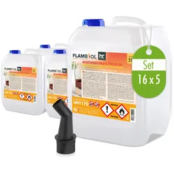 16x 5 L  Bioethanol 96,6% Premium für Ethanol-Brenner oder Kamine