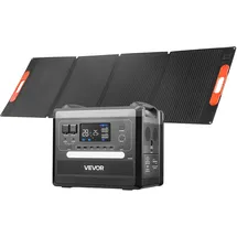 Vevor Tragbare Powerstation, 2400-W-Solargenerator mit 200-W-Falt-Solarpanel, Erweiterbarem 2160-Wh-LiFePO4-Akku, 10 Anschlüssen & Anpassbarer Eingangsleistung für Zuhause, Camping & Wohnmobil