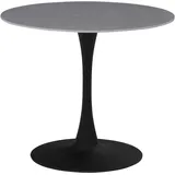 Hela Esstisch grau Schwarz, Stein, Marmoroptik, rund, Säule, Bodenplatte, 90x76x90 cm, robuste Steinplatte, verschiedene Steinfarben, Pflegeleicht