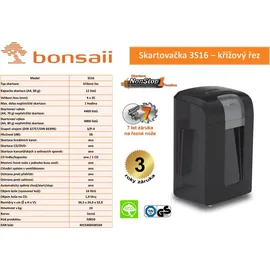 bonsaii 3S16 Aktenvernichter, bis zu 12 Blatt Papier, Partikelschnitt (Sicherheitsstufe P-4)