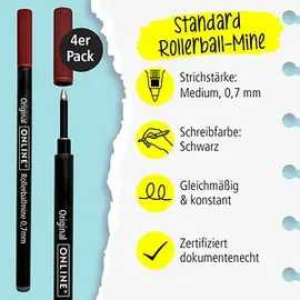 Online Schreibgeräte Rollerball-Minen Gelschreiberminen 0,7 mm Schwarz