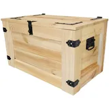 weeco Holzkiste mit Rädern 80x45x45cm, Hölzerne Truhe unbemalt rohes Holz Malen Sie die Kisten in einer beliebigen Farbe, Beistelltisch im Vintage-Shabby-Chic-Stil, aufklappbare Platte und Stauraum
