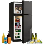 Novzep Kühlschrank BCD-86AB, Minikühlschrank mit Gefrierfach freistehend,Glastür,LED-Beleuchtung