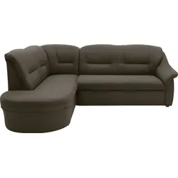 Ecksofa DOMO COLLECTION "Faenza L-Form", grau (grau, braun), B:232cm H:88cm T:176cm, 100% Polyester, Sofas, DOMO collection Ecksofa, mit Ottomane, wahlweise mit Bettfunktion