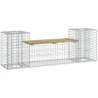 Furnicato Gartenbank aus Gabionen 183x41x60,5 cm Kiefernholz Imprägniert
