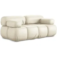 Makamii 2-Sitzer-Sofa, Creme, Leder, Füllung: Schaumstoff, 190x70x96 cm, Made in EU, Wohnzimmer, Sofas & Couches, Sofas, 2-Sitzer Sofas