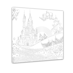 Bilderdepot24 Wandbild, Burg - Ausmalbild 40 cm x 40 cm
