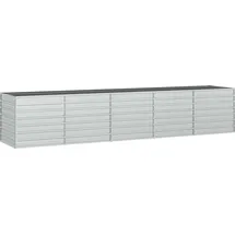 vidaXL Garten-Hochbeet verzinkter Stahl rechteckig 400 x 80 x 77 cm Silber