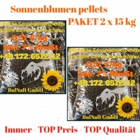 Sonnenblumenpellets aus 100 % Sonnenblumenschalen - Holzpellets - PAKET 2x15kg