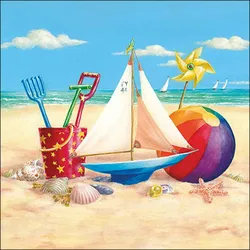 20 Servietten Papier 33x33cm 3-lagig - hochwertige Einweg Papierservietten Sommer Strand Party Urlaub Tischdeko Strand Meer Maritim Boote