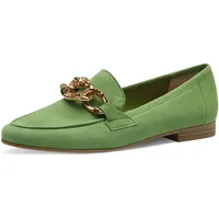 Marco Tozzi Damen Slipper aus Leder mit Blockabsatz, Grün