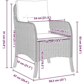 vidaXL 5-teiliges Garten-Essset mit Kissen Hellgrau Poly-Rattan