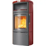 Kaminofen Hark 44-5.1 GT ECOplus RUA 5 kW - Ofenkacheln: brillant-rot - Korpus: titan