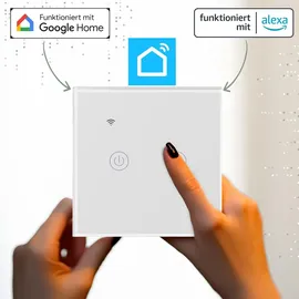 Echos Wlan Smart Touch Lichtschalter Glas 2.4GHz TouchSchalter Smart Life App Alexa und Google Home 2 Schaltausgänge
