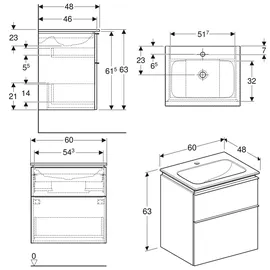 Geberit iCon Set Möbelwaschtisch mit Unterschrank, 2 Schubladen,