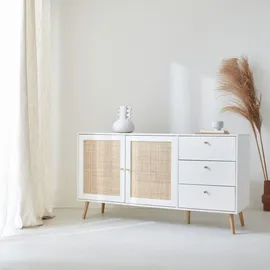 sweeek Skandinavisches Sideboard 150 cm Beige / Weiß