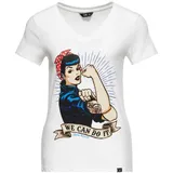 Queen Kerosin Kurzarmshirt mit großem Vintage Druck vorne We can do it in offwhite | XS