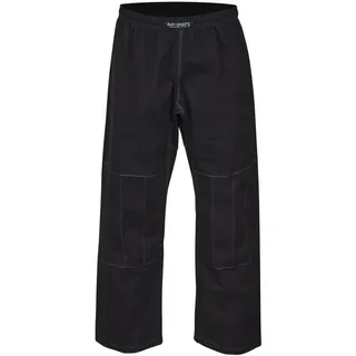 BAY-Sports Sporthose Kampfsporthose Defense SV Krav Maga Judo BJJ SV Self Ju Jutsu 100 % Baumwolle, vestärkter Kniebereich, 12 Unzen, schwere Qualität schwarz L