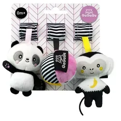 GaGaGu: Set aus 3 Plüsch-Hängern - Panda, Ball, Affe