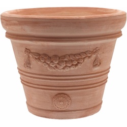 Teramico Pflanzkübel Terrakotta Modell "Doppio Bordo Festonato" 30cm, 100% Frostfest braun