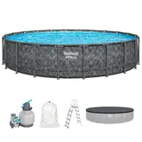 BESTWAY 561JZ Set Aufstellpool 671 x 132 cm inkl. Sandfilteranlage und Filterpumpe