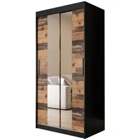 Abiks möbel MÖBEL Kryspol Schwebetürenschrank, Schwarz, Kunststoff, Nachbildung, 4