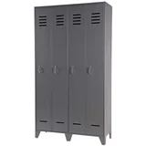 Spind Kleiderschrank in Grau Kiefer Massivholz & Holzwerkstoff