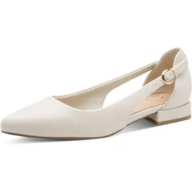 Marco Tozzi Damen Ballerinas weiches Feel Me Fußbett weiches Innenfutter Vegan Spitz, beige (Cream), 40 EU