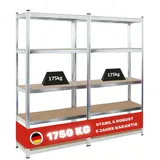 Proregal Mega Deal 2X Kellerregal Gorilla | HxBxT 180x90x40cm | Fachlast 175kg | Verzinkt | Garagenregal Schwerlastregal Werkstattregal Lagerregal Steckregal