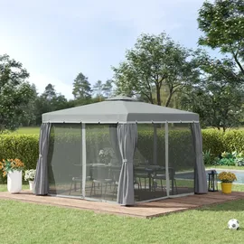 Outsunny Gartenpavillon 2,96 x 2,96 m inkl. 4 Seitenteile Dunkelgrau