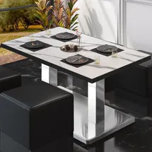 GGM Möbel Bistro Loungetisch 110 x 60 x 41 cm Weiß Marmor
