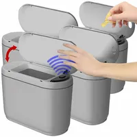 infactory 4er-Set Design-Abfalleimer mit Hand-Bewegungs-Sensor, je 2 l, grau