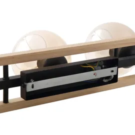 LINDBY Deckenlampe Enrique amber, 3-flg., Glas, Holz, E27) - Schwarz