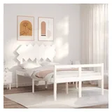 furnicato Bett Seniorenbett mit Kopfteil Weiß Massivholz (1-tlg) weiß
