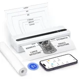 BORN4SHIP PB821 Tragbarer Thermodrucker, Mobile Drucker A4, Thermodrucker A4 für Android und IOS, portabler drucker für Reisen, Arbeit, Schule, Weiß