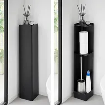 Yamazaki Toilettenpapier Aufbewahrung Design 16x16x80cm stehend auf Rollen schwarz
