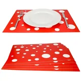 Mambocat 6er Set Tischset rot mit weißen Punkten 45 x 32 cm