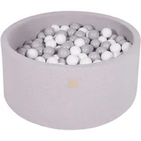 MeowBaby Bällebad Rund 90x40cm Ball Pit für Kinder ab 1 Jahr mit 300 Bälle - Weiches & Sicheres Bällepool, Cotton, Hellgrau