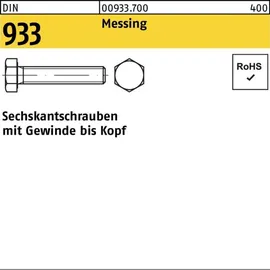 Industrial Quality Supplies Sechskantschraube DIN 933 M8 x 12 Messing 100 Stück