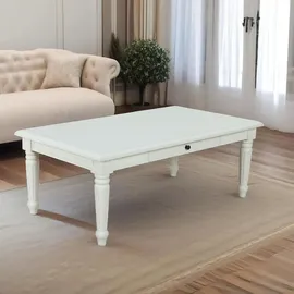 VCM ebuy24 Couchtisch Weiß, Antik Patiniert mit 2 Schubladen.