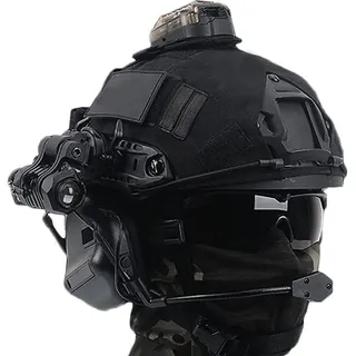 Outdoor CS Spiel Taktischer Helm, Militär-Stil Fast Schutz Helm Set Mit Airsoft Maske, Paintball Brille Taktischer Headset,Teleskop-Modell Army Militärstil Cs Spiel Set