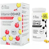 Vitamin D3 K2 MK-7 Hochdosiert – 240 Softgel Kapseln – 5000 I.E. Vitamin D und 100mcg Vitamin K2 MK7 – Hohe Bioverfügbarkeit Vitamin D K2 mit Leinöl – Ohne Zusätze