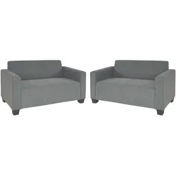 Sofa-Garnitur Couch-Garnitur 2x 2er Sofa Moncalieri Stoff/Textil ~ grau