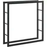 [en.casa] Kaminholzregal Täby Brennholzregal innen außen Metall 100 x 25 x 100 cm Holzunterstand Stapelhilfe für Feuerholz Holzlager Kaminholzständer Schwarz