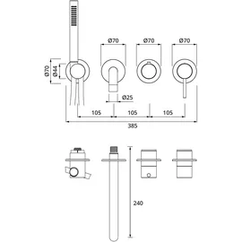 Herzbach MODUL7 Einhebelmischer, für Wanne, 70.702012.1.09