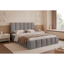 Selsey Sarafino - Polsterbett 140x200 cm, mit Bettkasten und Lattenrost, hellgrau